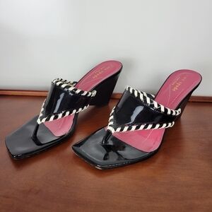 Kate Spade Square Toe Mule Sandal in Black & White Size 7